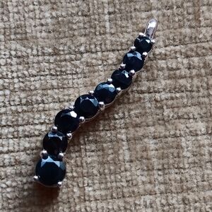 925 Silver S Shape Black Stone Pendant